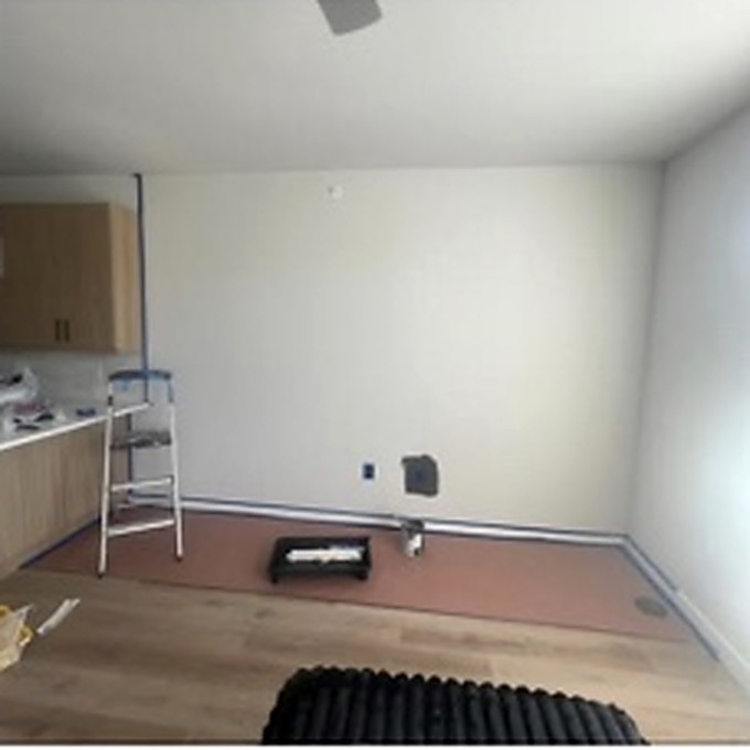 An interior room undergoing renovation